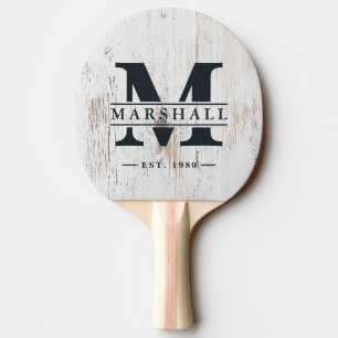 Raquette De Ping Pong Monogramme et superposition de nom en bois peint e