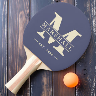 Raquette De Ping Pong Monogramme et superposition de nom Lavande Brise