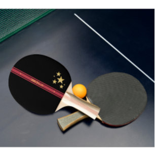 Raquette De Ping Pong Monogramme Étoile Dorée Rayure Rouge Foncé   Moder