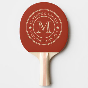 Raquette De Ping Pong Monogramme étoile mariage Sienne brûlée milieu du