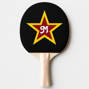 Raquette De Ping Pong Monogramme fait sur commande simple d'étoile roug