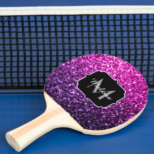 Raquette De Ping Pong Monogramme faux paillettes scintillantes dégradé r