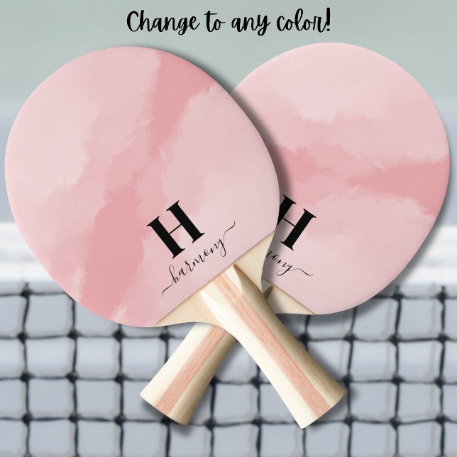 Raquette De Ping Pong Monogramme Féminin Rose Fardé (Blush Pink Modern Script Girly Name Monogram Ping Pong Paddle)