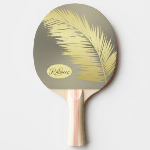 Raquette De Ping Pong Monogramme feuille de palme tropicale dorée
