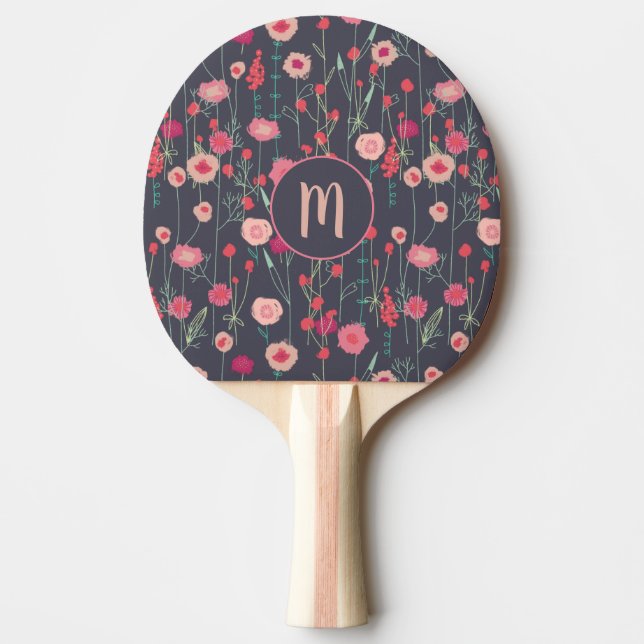 Raquette De Ping Pong Monogramme floral foncé (Devant)