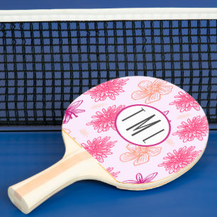 Raquette De Ping Pong Monogramme floral rose