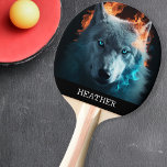 Raquette De Ping Pong Monogramme Imaginaire loup magique<br><div class="desc">Cette conception a été créée par art numérique. Elle peut être personnalisée dans la zone fournie ou customisée en choisissant le clic pour customiser une autre option et en changeant le nom, les initiales ou les mots. Vous pouvez également modifier la couleur et le style du texte ou supprimer le...</div>