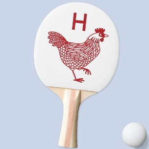 Raquette De Ping Pong Monogramme initial de poulets