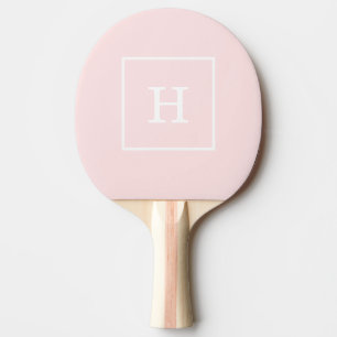 Raquette De Ping Pong Monogramme initial encadré par blanc rose-clair