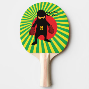 Raquette De Ping Pong Monogramme. Kawaii Cute Ninja pour Geek Nerd.