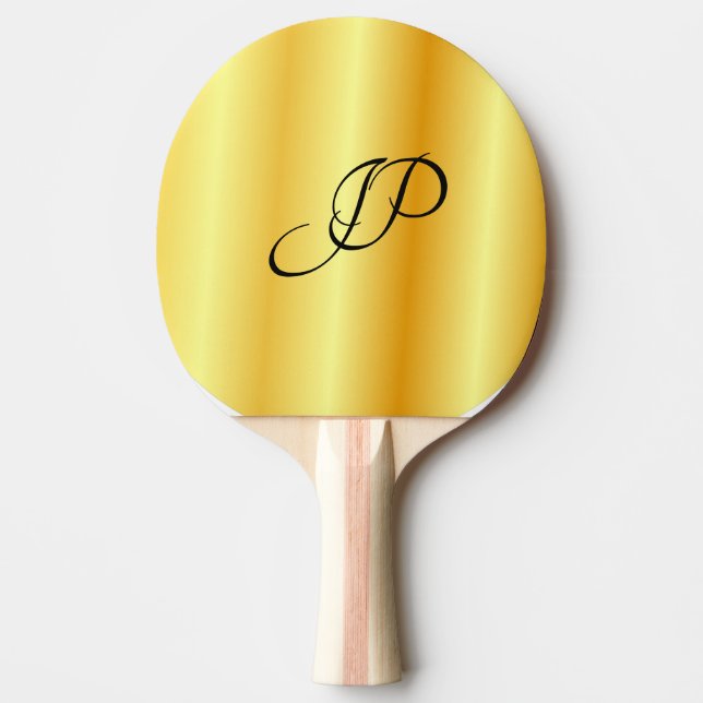 Raquette De Ping Pong Monogramme manuscrit personnalisé Faux Gold (Devant)