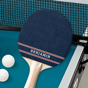 Raquette De Ping Pong Monogramme Marine Bleu Rouge et Blanc Grandes Tail