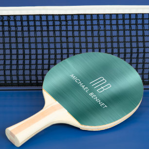 Raquette De Ping Pong Monogrammé Métallisé Vert Élégant