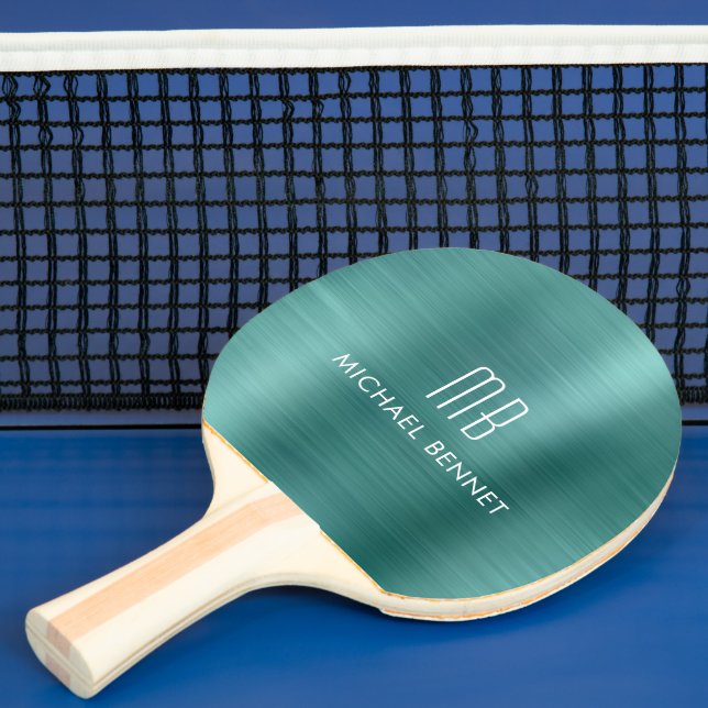 Raquette De Ping Pong Monogrammé Métallisé Vert Élégant (Insitu)