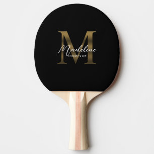 Raquette De Ping Pong Monogramme minimaliste métal noir or