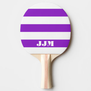 Raquette De Ping Pong Monogramme Moderne Blanc, Rayure Violette