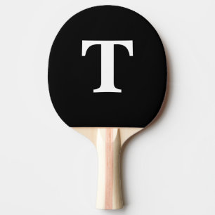 Raquette De Ping Pong Monogramme moderne uni noir personnalisé