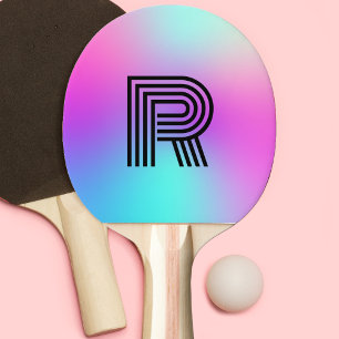Raquette De Ping Pong Monogramme néon rose bleu et violet ombre