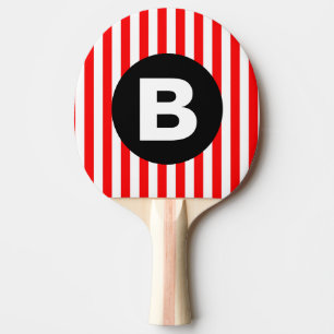 Raquette De Ping Pong Monogramme noir à bandes verticales blanches roug