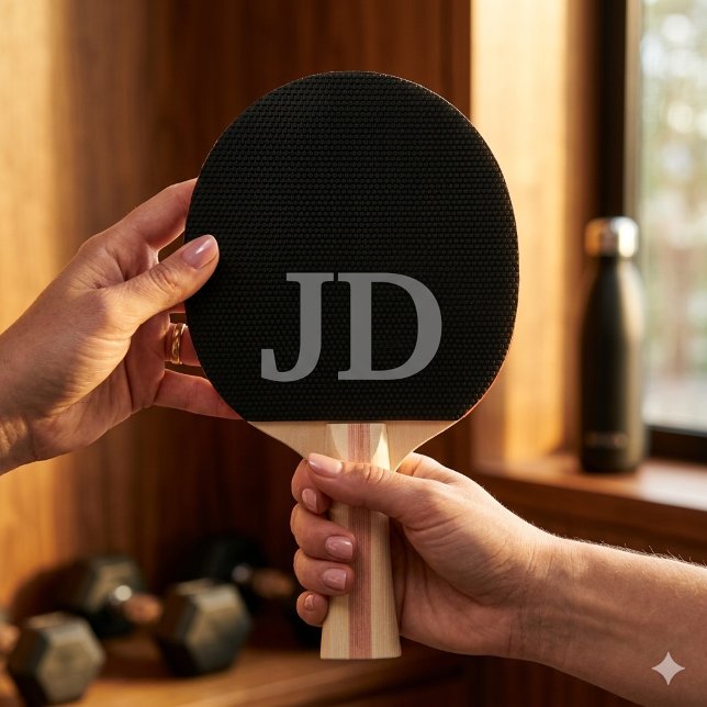 Raquette De Ping Pong Monogramme noir moderne  (Créateur téléchargé)