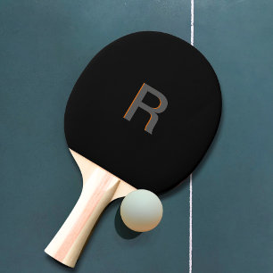 Raquette De Ping Pong Monogramme noir moderne   Nom personnalisé initial