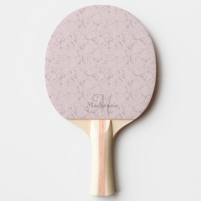 Raquette De Ping Pong Monogramme Nom personnalisé Motif en marbre gris r (Devant)