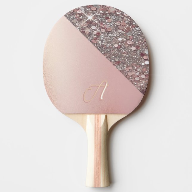 Raquette De Ping Pong Monogramme Or Rose Élégant (Devant)