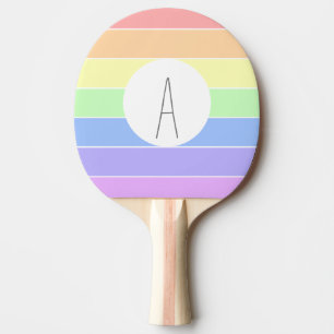 Raquette De Ping Pong Monogramme Pastel Arc-en-ciel bandes colorées