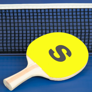 Raquette De Ping Pong Monogramme personnalisé Initial Neon Jaune