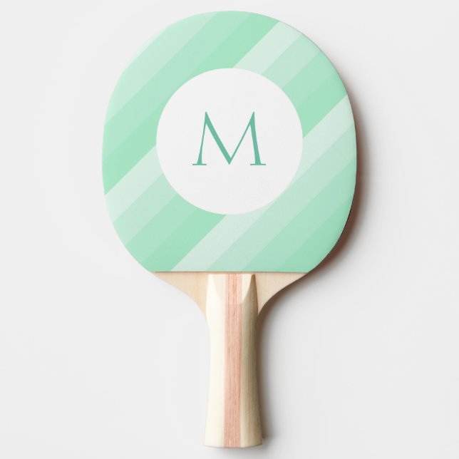 Raquette De Ping Pong Monogramme personnalisé Mint vert rayé Modèle mode (Devant)