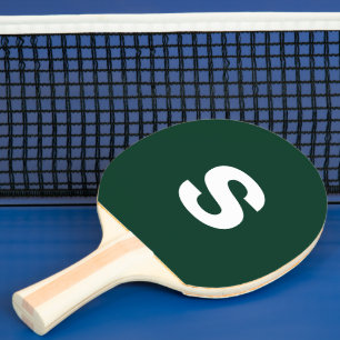 Raquette De Ping Pong Monogramme personnalisé Vert foncé initial