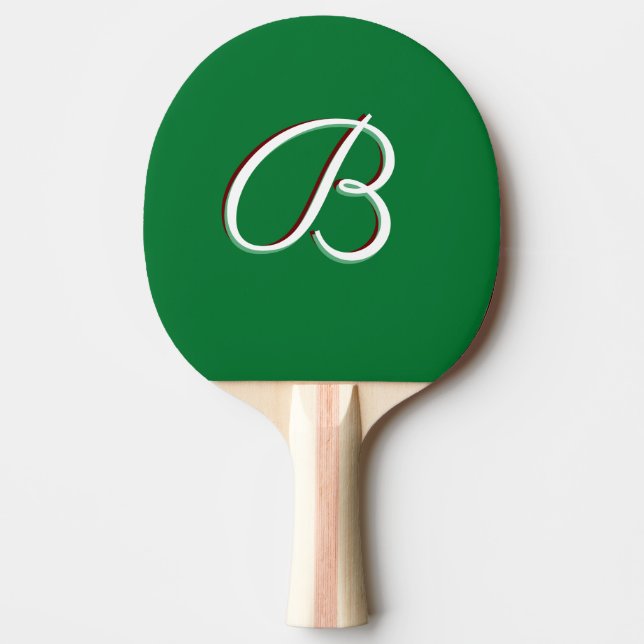 Raquette De Ping Pong Monogramme personnalisé vert profond  (Devant)