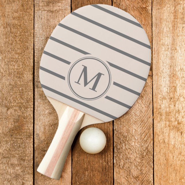 Raquette De Ping Pong Monogramme rayé couleur rose château de sable (Créateur téléchargé)
