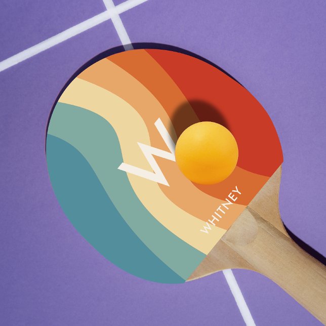 Raquette De Ping Pong Monogramme rayé par rétro volumineux personnel (Créateur téléchargé)