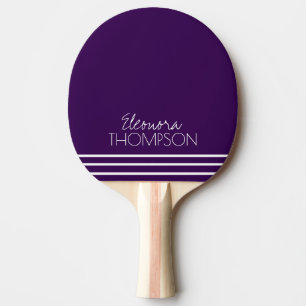Raquette De Ping Pong Monogramme Rayé Simple Élégant Violet