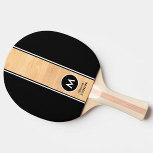 Raquette De Ping Pong Monogramme rayure bois de couleur noire