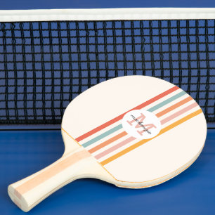Raquette De Ping Pong Monogramme Retro Grandes Colorées Personnalisées