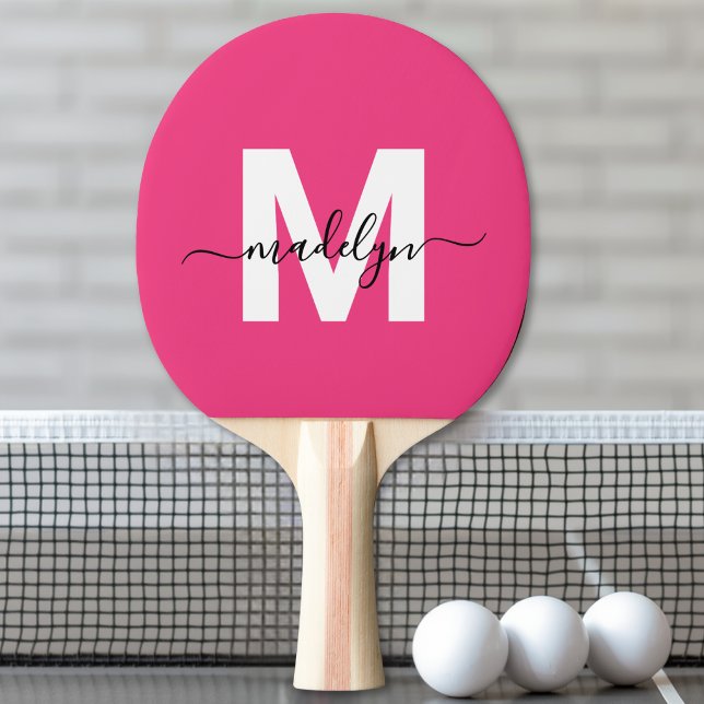 Raquette De Ping Pong Monogramme Rose Nom (Pink Name Monogram Ping Pong Paddle )