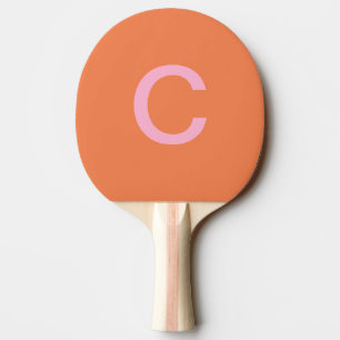 Raquette De Ping Pong Monogramme rose orange Première couleur moderne pe