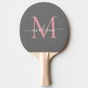 Raquette De Ping Pong Monogramme rose rose rose gris-gris feminine Scrip