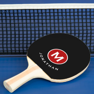 Raquette De Ping Pong Monogramme rouge noir moderne