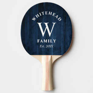 Raquette De Ping Pong Monogramme rustique Marine Bois bleu