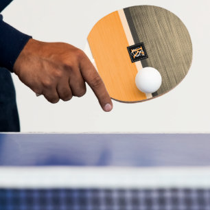 Raquette De Ping Pong Monogramme simple à deux tons Orange et Sepia Ini