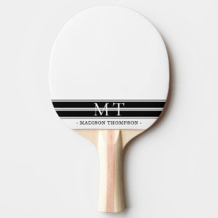 Raquette De Ping Pong Monogramme simple Grandes Modernes Noir Blanc
