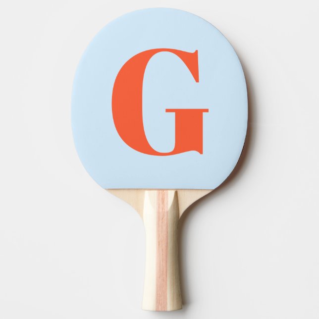 Raquette De Ping Pong Monogramme Simple Gras Personnalisé Bleu Orange (Devant)