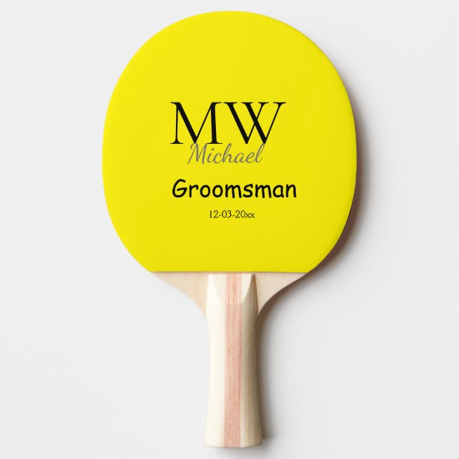 Raquette De Ping Pong monogramme simple personnalisé nom groomsman minim (Devant)