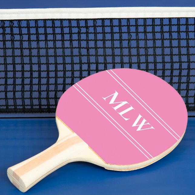 Raquette De Ping Pong Monogramme simple rose et blanc (Insitu)
