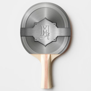 Raquette De Ping Pong Monogramme trompe l’œil en acier métallisé gravé
