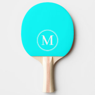 Raquette De Ping Pong Monogramme Uni Électrique Rétro Couleur Cyan
