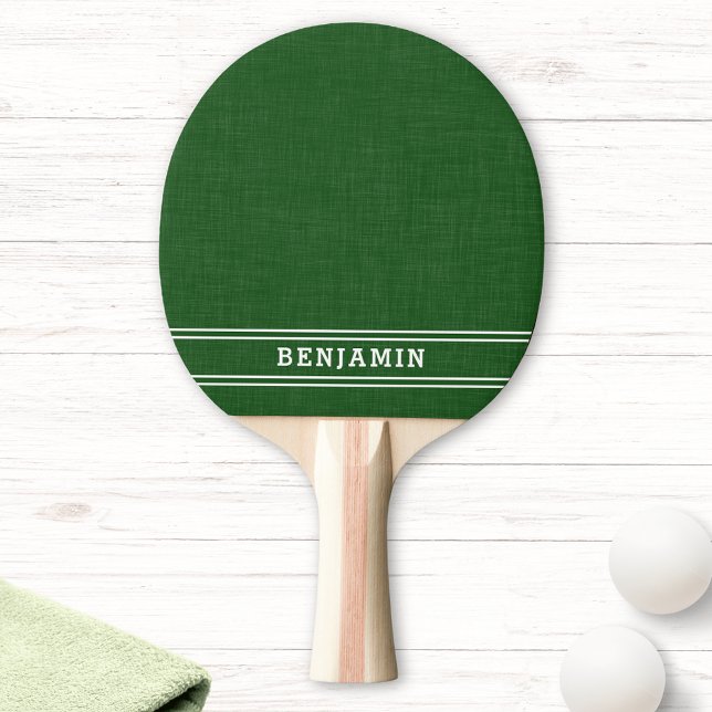 Raquette De Ping Pong Monogramme vert et blanc moderne (Créateur téléchargé)